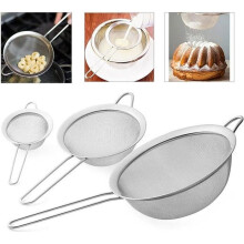 Set van 3 roestvrijstalen conische zeven — 20/14/8 cm | Chinese zeef, keukenzeef