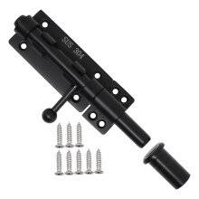 Heavy Duty Slide Bolt Gate with A Padlock, Horizontal Bolt Floor Hardware and Lockable (Black,6 Inch)