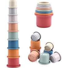 Stapelkubussen, 8 stuks Montessori stapelbekers voor baby's, activiteiten- en ontwikkelingsspeelgoed, cadeaus voor baby's van 6, 12