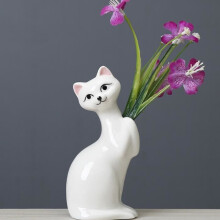 Schattige keramische vaas in de vorm van een kat, mini bloemenhouder, vaasje voor gedroogde bloemen, bloemen- en plantenbak, pennenhouder