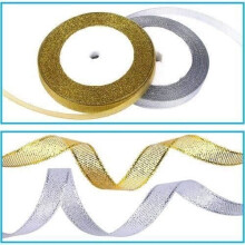 25 yards x 2cm decoratief lint, goud- en zilverkleurig lint met ijzerdraad, kerstdecoratielinten voor knutselstrikken