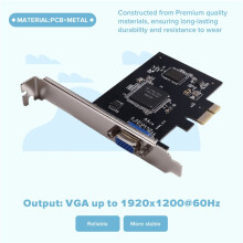 AST2400 Grafische Kaart PCIe X1 VGA Lokaal Beeldscherm, Geschikt voor Windows, Linux, FreeBSD, FreeNAS en Solaries (Zonder IPMI)