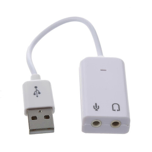 3.5mm Microphone Earphone Socket USB 2.0 Sound Card Speaker Audio Adapter White 1