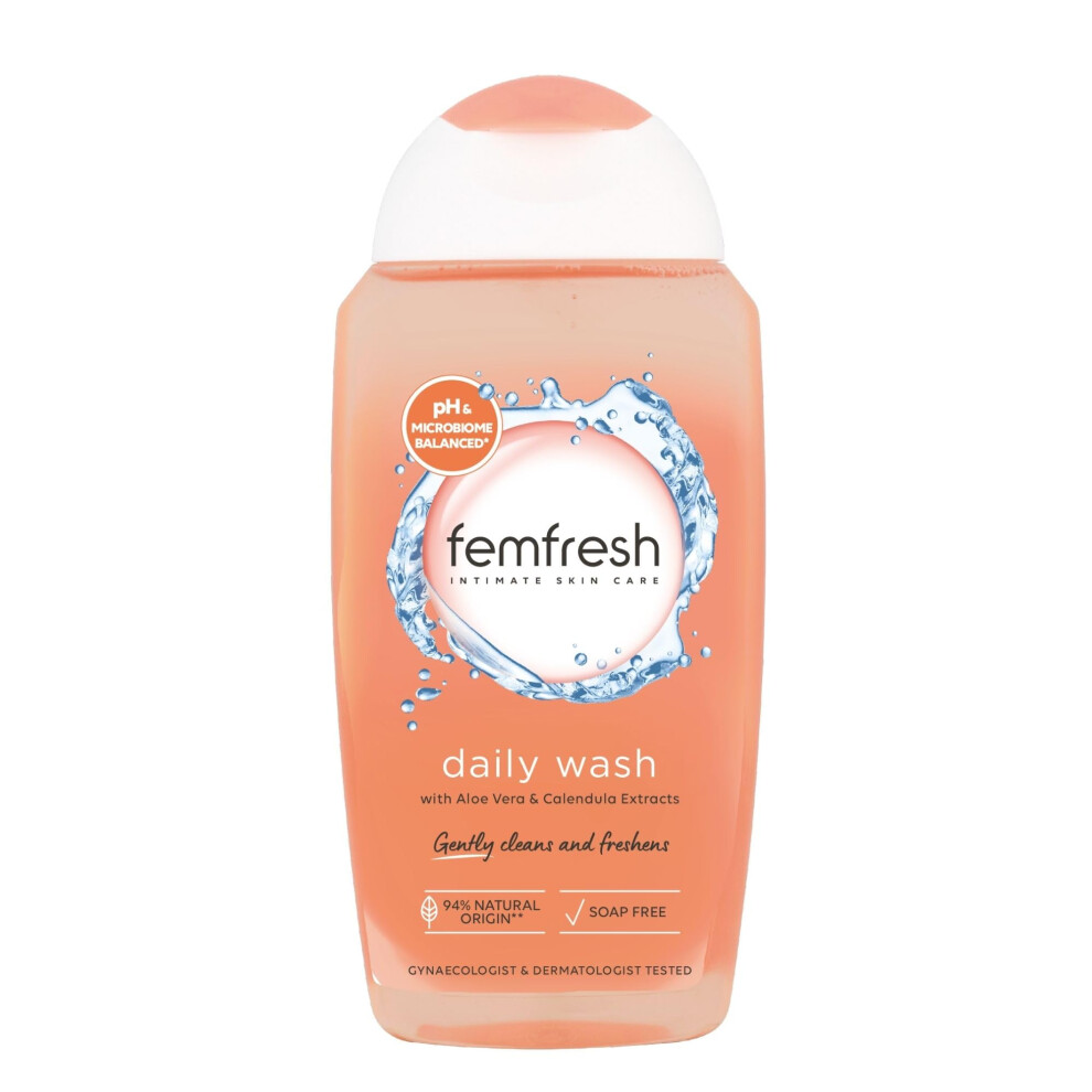 Femfresh Daily Intimate Wash, Feminine Hygiene Shower & Bath Gel Cleanser, Ph Balanced, Soap Free Feminine Wash With Aloe Vera & Calendula, Hypoaller