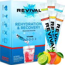 Revival Rapid Rehydration Sachets Electrolytes Powder High Strength Vitamin C, B1, B3, B5, B12 Supplement Sachet Energy Drink, Effervescent Electroly