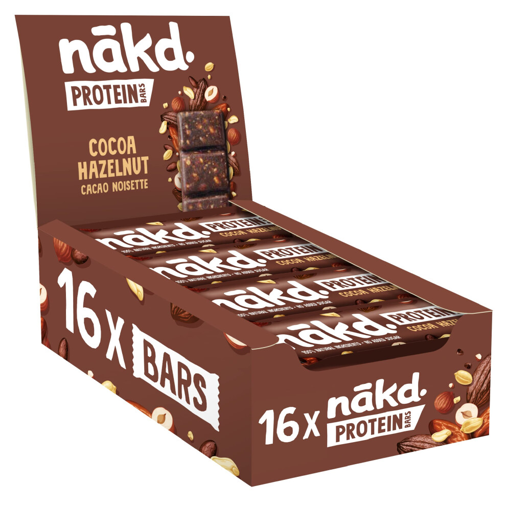 Nakd Cocoa Hazelnut Protein Bar - Vegan - Gluten Free - Healthy Snack, 45G (Pack Of 16 Bars)