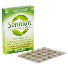 Senokot 7.5mg 20 Tablets - Natural Senna Fruit Laxative for Constipation Relief, Constipation relief for adults, Dual action laxative, Double action