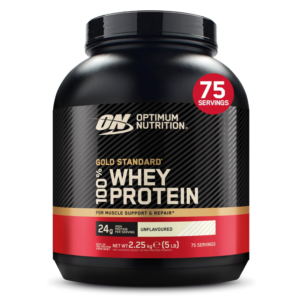 Optimum Nutrition 100% Standard Whey Protein Powder, 24G Protein, Unflavoured, Bcaa, Low-Sugar, Fast‑Digesting Isolate For Muscle Gain & Recove Gold