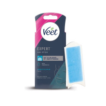 Veet Expert Waxing Strips for Sensitive Skin - 20 Cold Wax Strips & 4 Finish Wipes for Eyebrow, Facial Hair Removal - Hydrating, Exfoliating, Ideal f