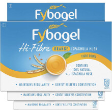 Fybogel Orange Fiber Supplement Sachets, 30 Count - Natural Digestive Support, Gentle Relief, Easy Mix Powder, Daily Use, Convenient Packets for Regu