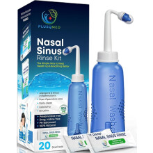 Nasal Rinse Kit – 300ml Bottle + 20 Saline Packets – Neti Pot for
