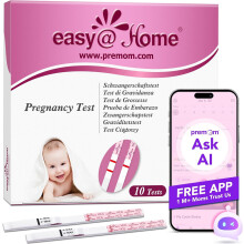 Pregnancy Detection Test Strips Kit 10 Tests: Easy@Home hCG Tests 10 MIU/mL, Powered by Fertility Tracker iOS and Android Premom App (10 hCG)