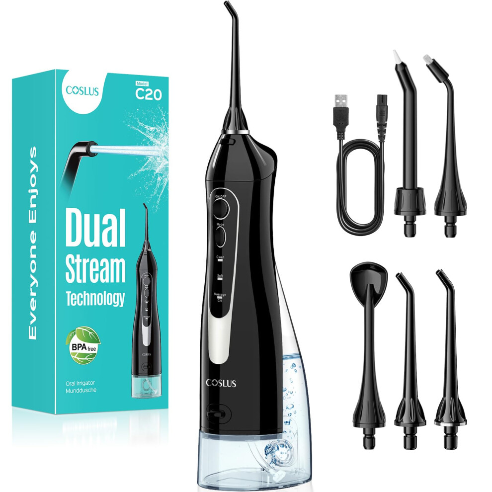 COSLUS Water Dental Flosser for Teeth Cordless: Portable Oral Irrigator 300ML 5