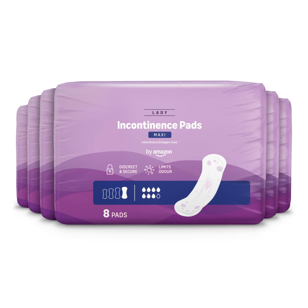 By Amazon Maxi Incontinence Adult Pads, 48 Incontinence Pads (6 Packs