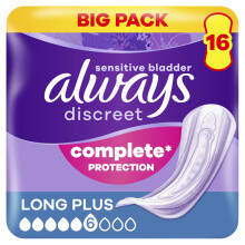 Always Discreet For Sensitive Bladder Long Plus Pads Value 16pk