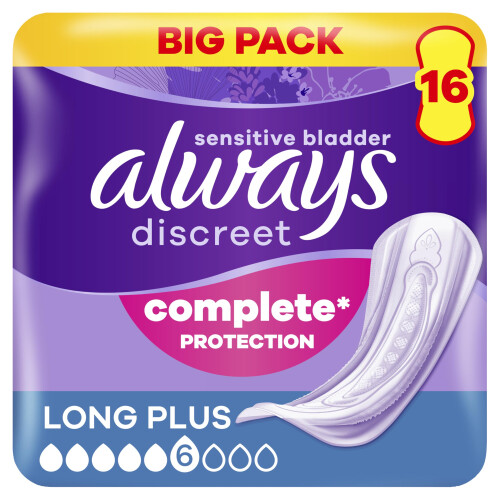 Always Discreet For Sensitive Bladder Long Plus Pads Value 16pk