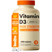 Vitamin D3 4000 IU - 400 High Strength Vitamin D Tablets (1+ Year Supply) - Vegetarian - Immune System Booster - Gluten Free - Vitamin D Supplements