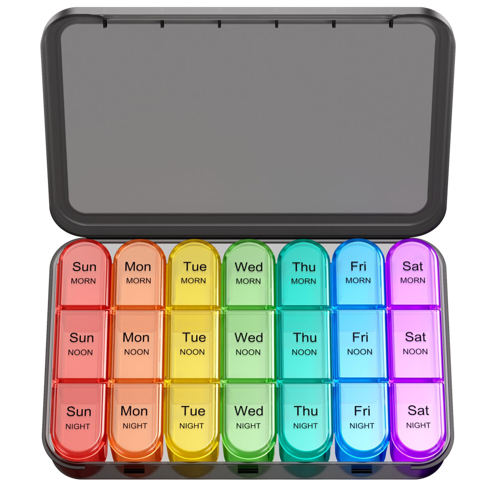 Zoolion Weekly Pill Box 7 Day 3 Times A Day (Morn/Noon/Night), Daily Portable Travel Pill Box Organiser, Tablet Organiser With Large Compartments, Ho