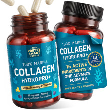Marine Collagen Supplements For Women - with Hyaluronic Acid, Biotin, Blueberry & Vitamins - 1400MG - Pure Hydrolyzed Peptides - 45 Day Supply - 90 C