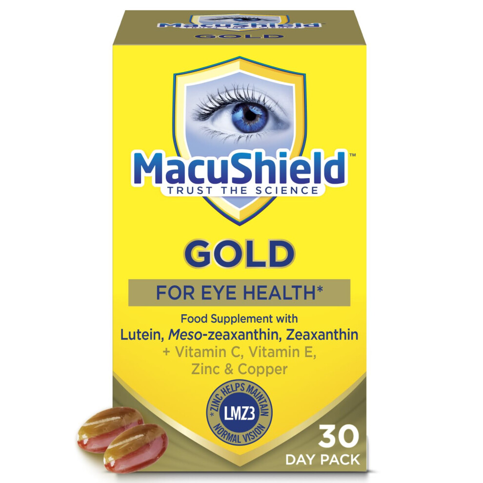 Macushield – 30-Day Pack, Eye Health Supplement* With Lutein, Zeaxanthin And Meso-Zeaxanthin, As Well As Zinc Which Helps Support Normal Vision Gold