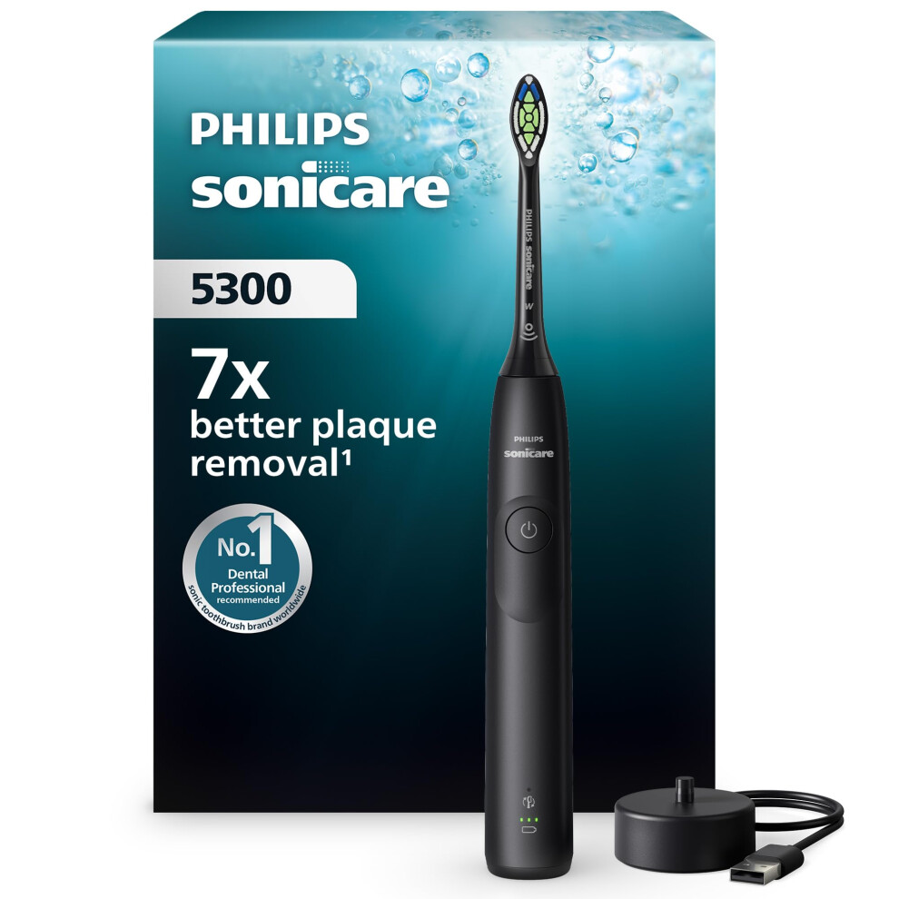 Philips Black Sonicare 5300 Electric Toothbrush, Sonic Toothbrush With 2 Intensity Levels, Pressure Alert, Easystart, Smartimer And Brushpacer, Mode