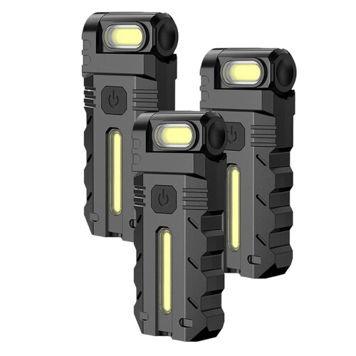 1set/3pcs Rotating  LED Work Light with Magnetic Base Rechargeable  Keychain Light,Suitable for Car Maintenance