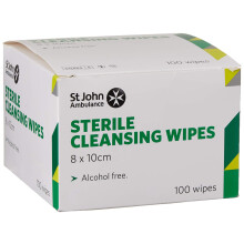 St John Ambulance F115100 Sterile Cleansing Wipes, Pack of 100