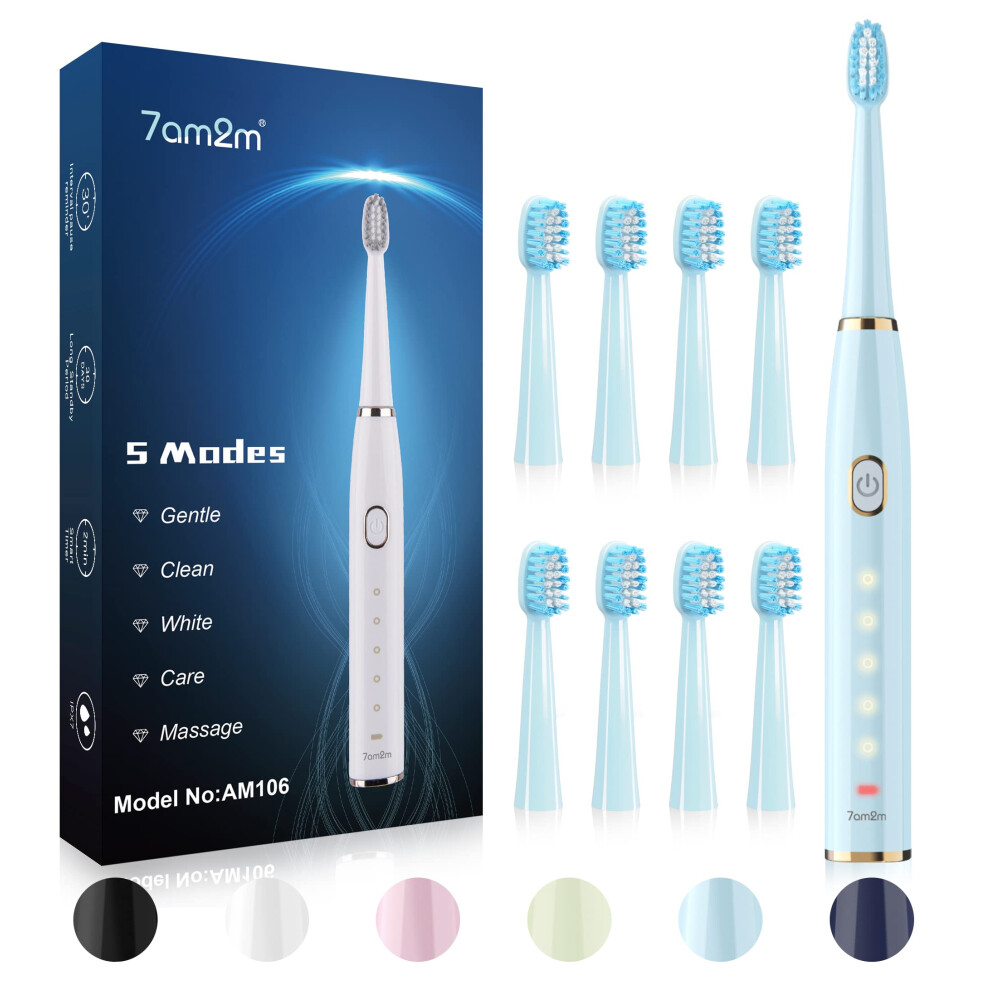 Photos - Electric Toothbrush 7AM2M Sonic  for Adults and Kids- High Power Rechargeable Toothbrushes with 8 Brush Heads,5 Adjustable Mo