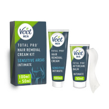 Veet Men's Intimate Hair Removal Kit - 100 ml Cream, 50 ml After Shave Balm, Spa