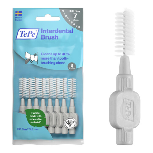 Tepe TePe Interdental Brush, Original, Grey, 1.3mm/ISO 7, 8pcs, efficient Cleaning Be