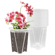 Orchideeënpot - Transparant - 12 stuks - Diameter 12 cm - Duurzaam plastic - Effectieve drainage