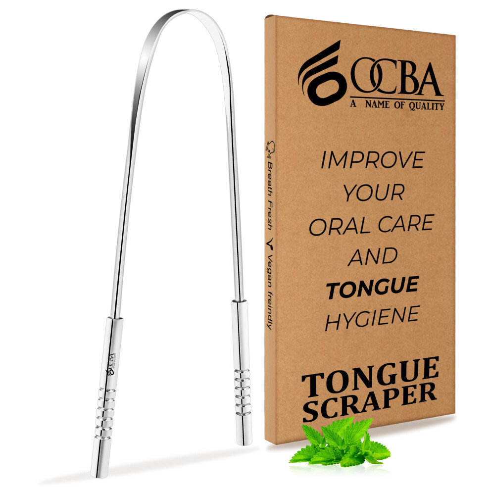 Ocba Tongue Scraper For Oral Health Natural Silver Tongue Cleaner Rustproof Use After Toothbrush For Fresh Breath Stainless Steel (1 Pack) (1 Pack)