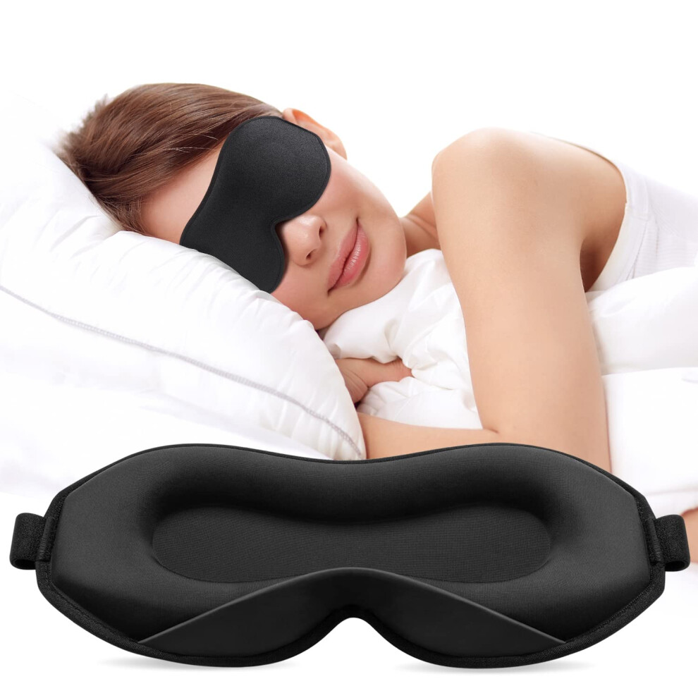 Umisleep Upgraded Sleep Mask, Perfect Sleeping Mask For Side Sleepers, 3D Ultra Soft Comfortable Eye Masks For Sleeping Women Men With Adjustable Str