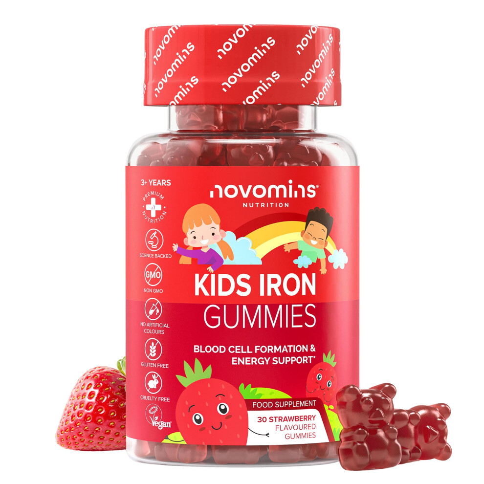 Novomins Kids Iron Gummies - Iron Supplements With Vitamin C - Energy & Immune System - Iron Gummies For Kids - Alternative To Iron Tablets For Kids - 30 Gumm