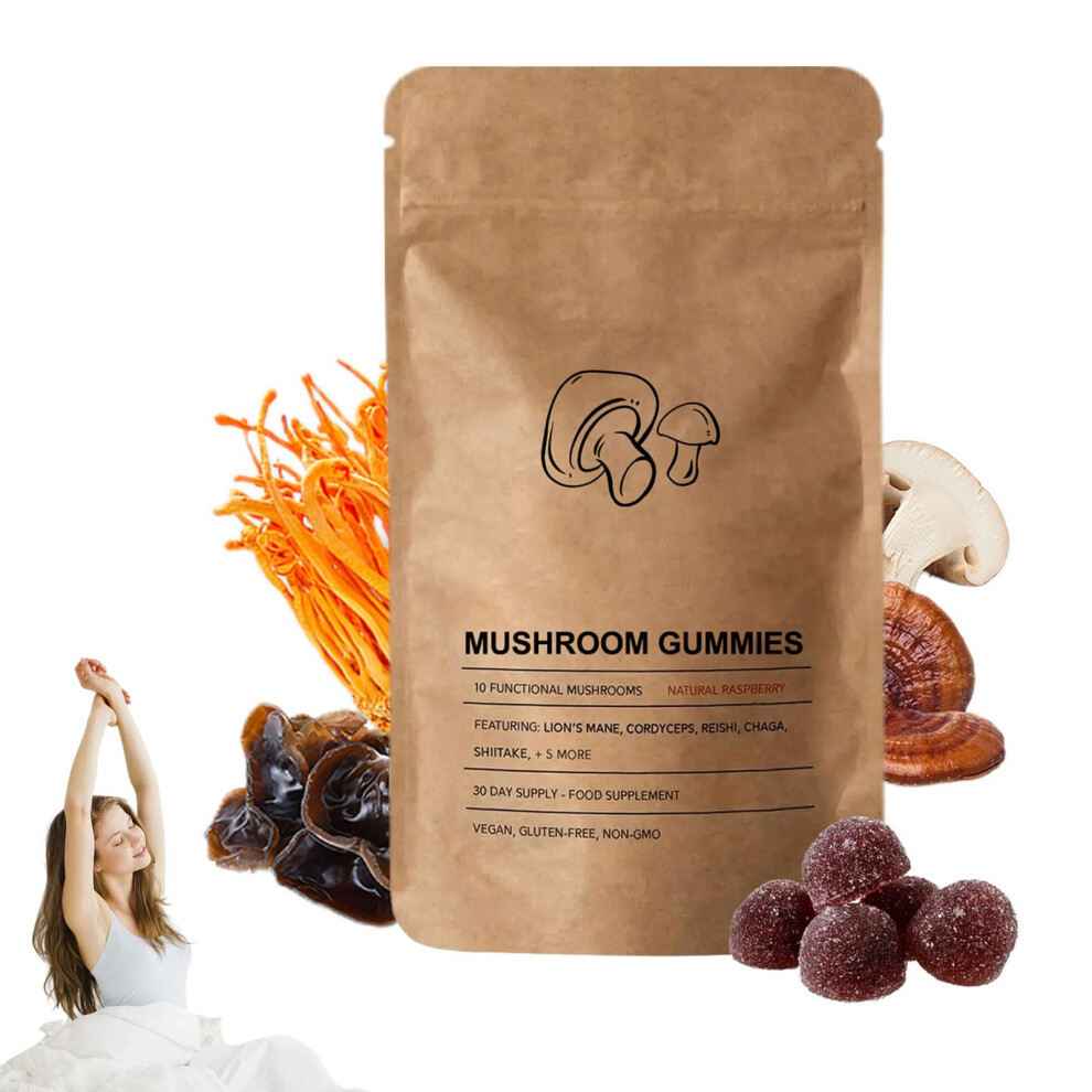 Vimaz 10 In 1 Mushroom Gummies High Strength 2500Mg, Mushroom Complex For Adult, 60 Vegan Gummies, Vegan Mushroom Gummies With LionâS Mane, Reishi, Chaga,