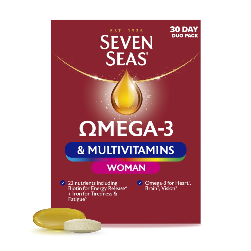 Seven Seas Omega-3 And Multivitamins Woman, With Biotin And Iron, 30-Day Duo Pack