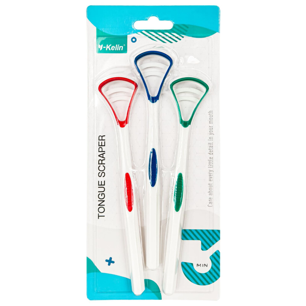 Y-Kelin Tongue Scraper Tongue Brush 3 Color Pack(3 Pcs)