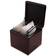 Ottoman Made of Artificial Leather Seat Cube with 30L Storage Space