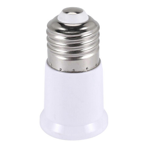 E27 to E27 Bulb Holder Silver Tone White Adapter Extender 1