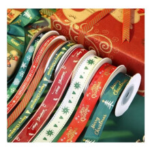 Kerstlint - Pak van 8 - Satijn - 1 cm en 2 cm - Polyester - Kerstversiering