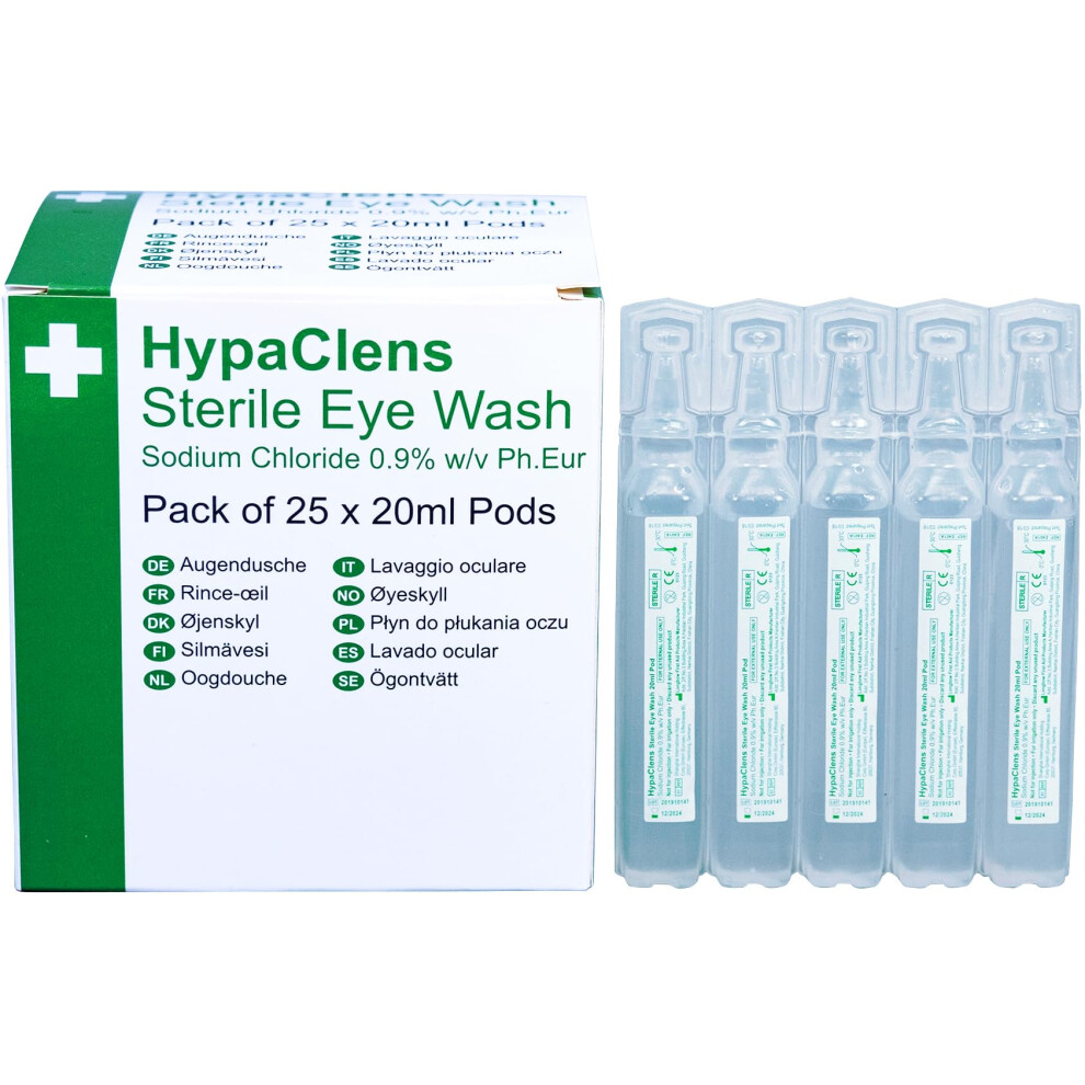 Safety First Aid Group Hypaclens Saline Eye Wash Pods, (Pack Of