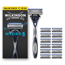 Wilkinson Sword Hydro 5 Razors for Men, Value Pack, Skin Hydration, Carbon Coated Blades, Men’s Shaver Razor Handle Plus 13 Blade Refills