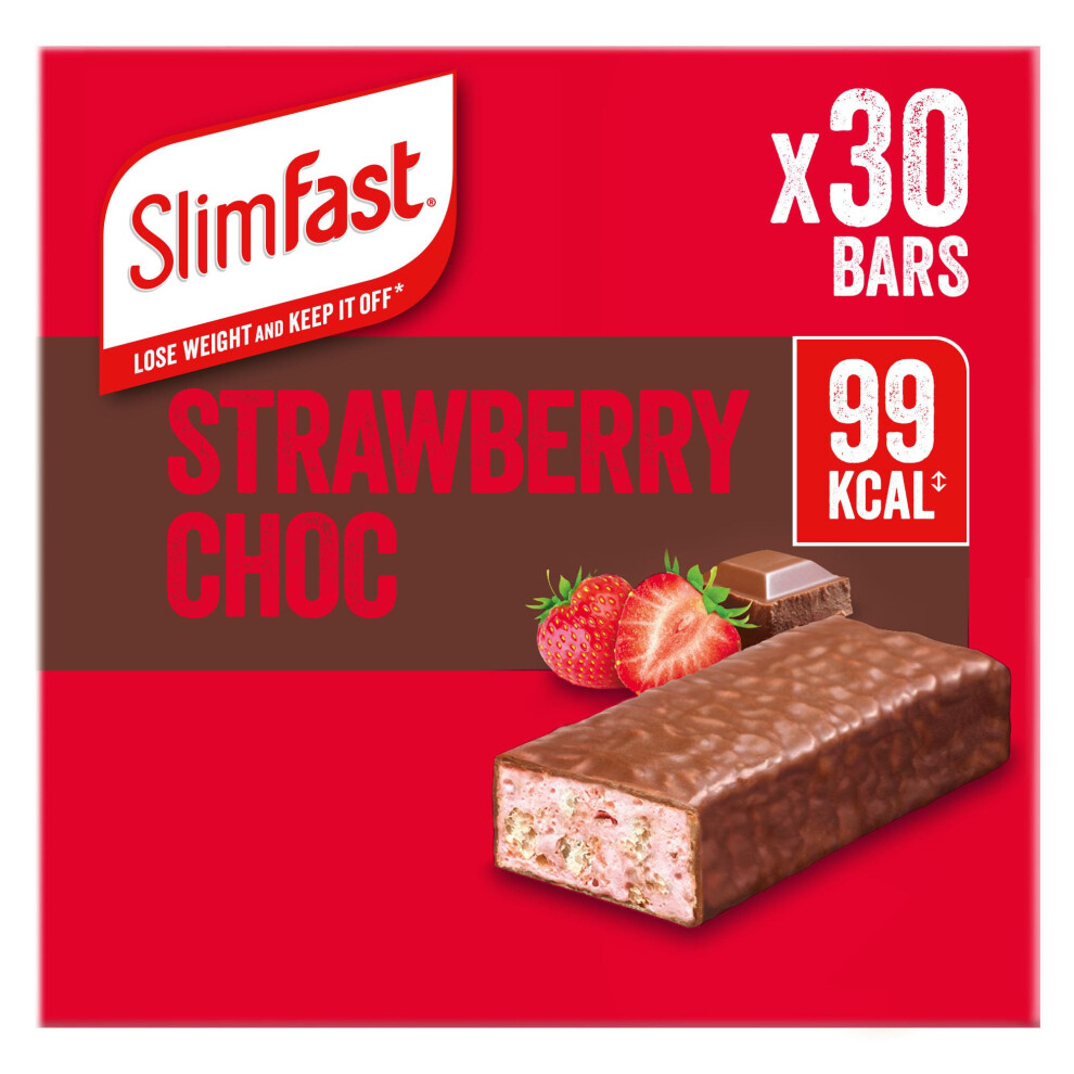 Slimfast • Meal Replacement Snack Bar • Strawberry Chocolate Flavour • Just 99 Calories • No Artificial Colours, Flavours Or Preservatives •