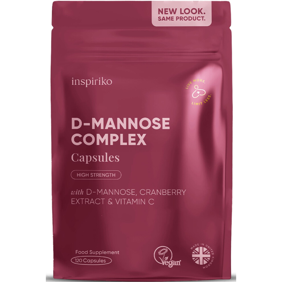Inspiriko D Mannose 1000Mg Tablets Complex - 3-In-1 D-Mannose Capsules With High-Strength Cranberry Extract & Vitamin C. 120 Capsules. Made In Uk