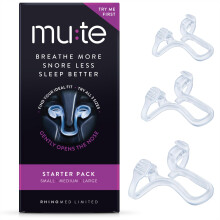 Mute Nasal Dilator Snoring Solution | Starter Pack 3 Sizes | Snore Less & Sleep Better | Nasal Strip Alternative | Comfortable Breathing Aids for Bet