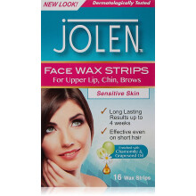 Jolen Sensitive Skin Facial Strip Wax (16 Strips), (Pack of