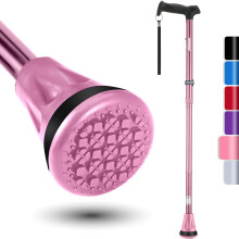 REHAND Walking Cane - Foldable, Adjustable, Collapsible Walking Canes for Men & Women, Heavy Duty All Terrain Tip, with Travel Bag | Walking Sticks f