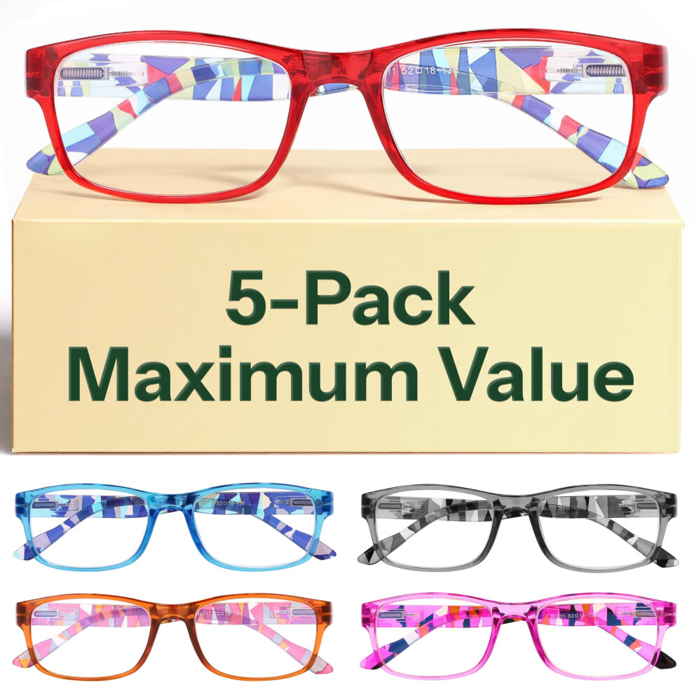 Gaoye Blue/Light 5 Pack Reading Glasses Men/Women, Eyeglasses, Readers For Men/Women, Computer Eye Glasses, Cheaters