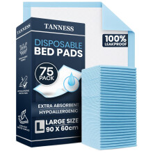 TANNESS 75 x Disposable Incontinence Bed Pads - 90x60cm Incontinence Pads Women and Men - Waterproof Sheet, Bed Wetting Mats - Disposable Changing Ma