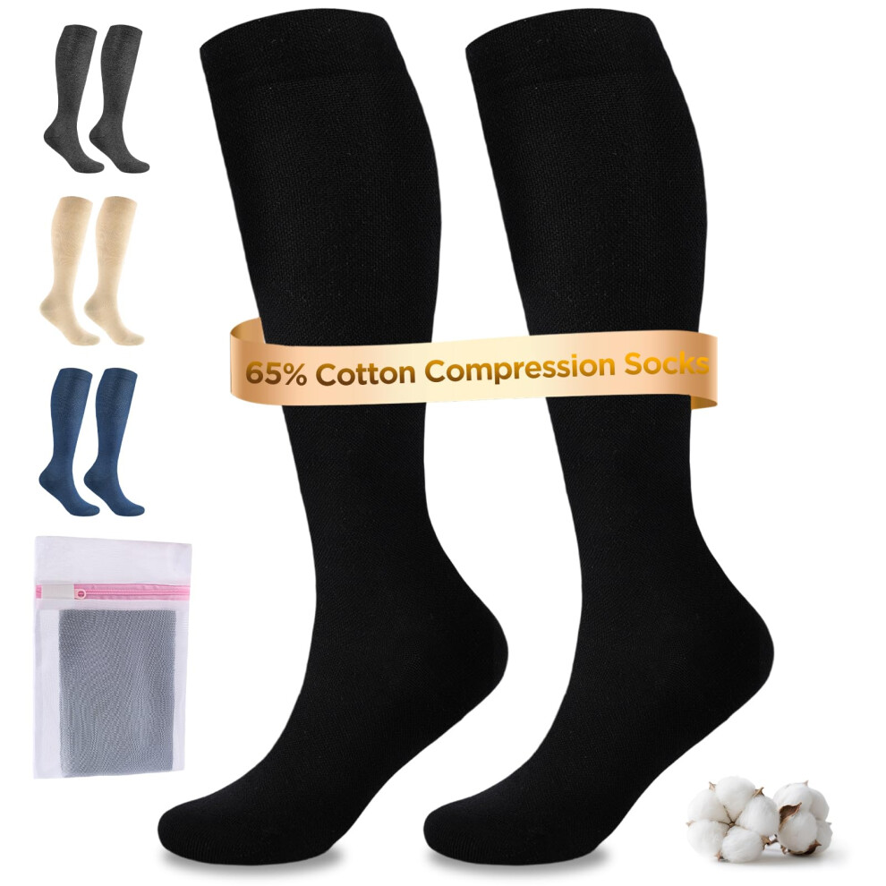 Niofind Compression Socks For Women & Men, 15Â20 Mmhg Knee High Cotton Graduated Support Socks, Travel & Flight Sock For Work, Running, Pregnancy &